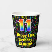 11e Verjaardag: Plezier Muzieknoten Patroon, Regen Papieren Bekers (Voorkant)