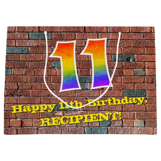 11e verjaardag: Plezier, op graffiti geïnspireerde Groot Cadeauzakje (Voorkant)