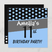 11e Verjaardag Polka Dots Schattige en Plezier voo Kaart (Voorkant / Achterkant)