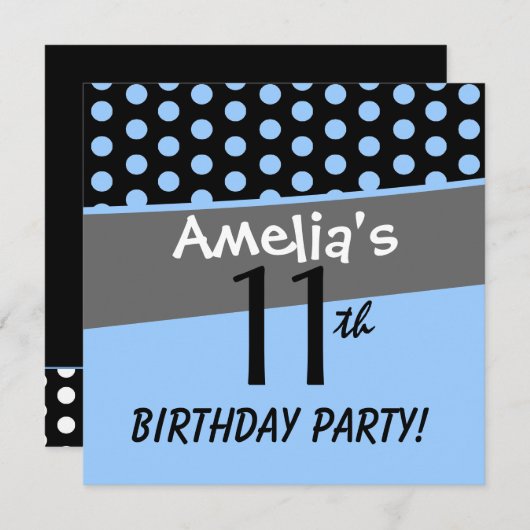 11e Verjaardag Polka Dots Schattige en Plezier voo Kaart (Voorkant / Achterkant)