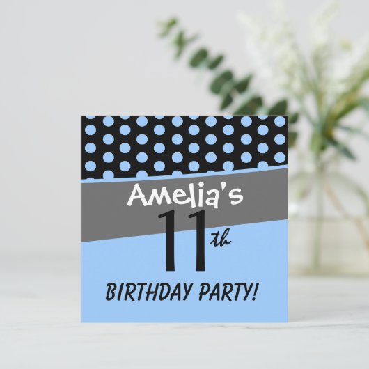 11e Verjaardag Polka Dots Schattige en Plezier voo Kaart (Staand voorkant)