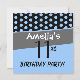 11e Verjaardag Polka Dots Schattige en Plezier voo Kaart
