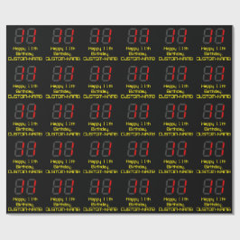 11e verjaardag: Red Digital Clock Style "11" + naa Cadeaupapier
