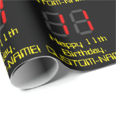 11e verjaardag: Red Digital Clock Style "11" + naa Cadeaupapier (Rol Hoek)