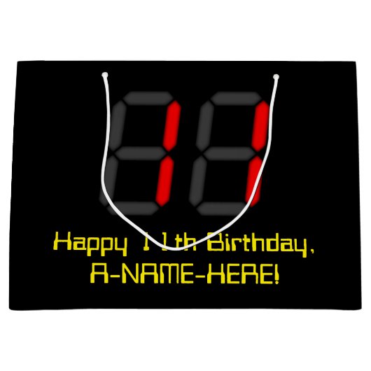 11e verjaardag: Red Digital Clock Style "11" + naa Groot Cadeauzakje (Voorkant)