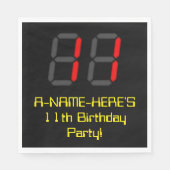 11e verjaardag: Red Digital Clock Style "11" + naa Servet (Voorkant)