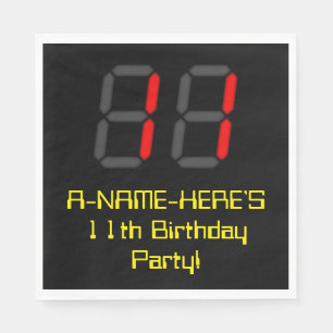 11e verjaardag: Red Digital Clock Style "11" + naa Servet