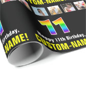 11e verjaardag: Regenboog "11"; Aangepaste foto's  Cadeaupapier (Rol Hoek)