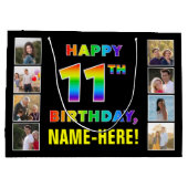 11e verjaardag: Regenboogtekst, aangepaste foto's  Groot Cadeauzakje (Achterkant)