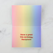 11e verjaardag: Regenboogtekst, aangepaste foto's  Kaart (Binnen)