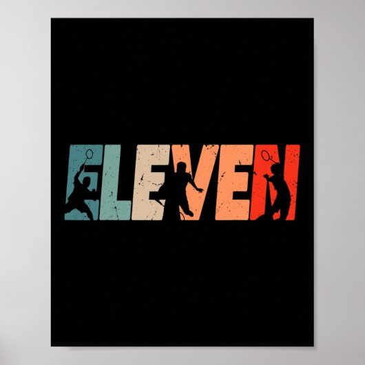 11e verjaardag Retro Badminton 11 jaar oude jongen Poster (Voorkant)