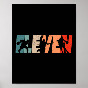 11e verjaardag retro basketbal 11 jaar oud jongen poster