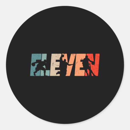 11e verjaardag retro basketbal 11 jaar oud jongen  ronde sticker (Voorkant)