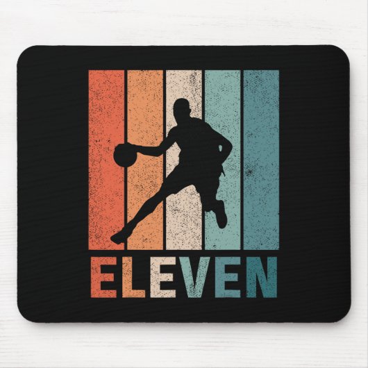 11e Verjaardag Retro Basketbal Liefhebbers Jongens Muismat (Voorkant)