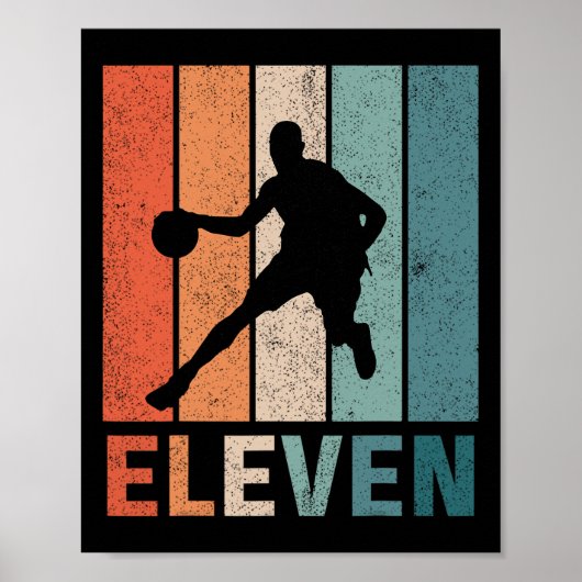 11e verjaardag Retro basketbal liefhebbers jongens Poster (Voorkant)