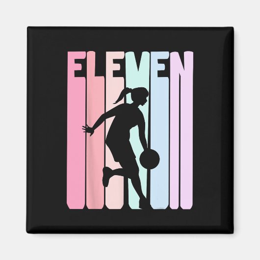 11e verjaardag Retro Bysketbyll Speler 11 jaar oud Magneet (Voorkant)