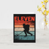 11e verjaardag Retro Ice Hockey 11 jaar oude jonge Kaart (Gele Bloem)