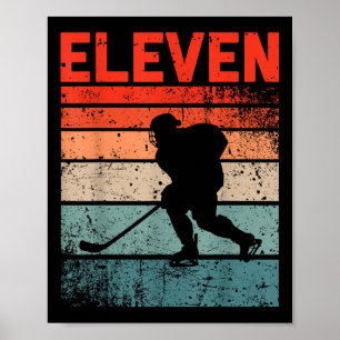 11e verjaardag Retro Ice Hockey 11 jaar oude jonge Poster