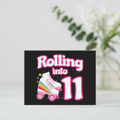 11e verjaardag Roller Skate 11 jaar oud schaatsen Briefkaart (Staand voorkant)