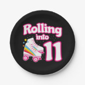 11e verjaardag Roller Skate 11 jaar oud schaatsen Papieren Bordje (Voorkant)