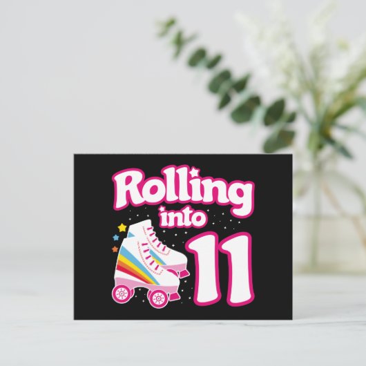 11e verjaardag Roller Skaten 11 jaar oud Skate Briefkaart (Staand voorkant)
