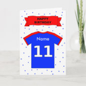 11e verjaardag rood blauw T-shirt Voeg een naam to Kaart (Voorkant)