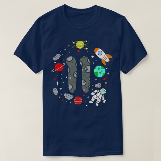 11e verjaardag Space Astronaut T-shirt (Design voorkant)