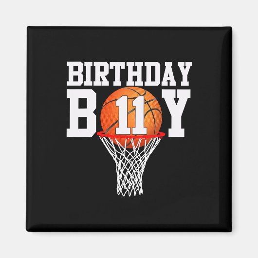 11e Verjaardag Sport 11 Jaar Oud Bysketbyll 11 Jon Magneet (Voorkant)