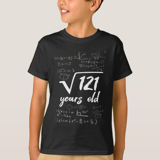 11e verjaardag Square Root van 121, 11 jaar T-shirt (Voorkant)