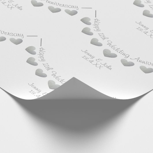 11e verjaardag staalbruiloft gepersonaliseerd cadeaupapier (Hoek)