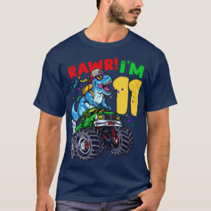 11e verjaardag TRex Monster Truck T-shirt