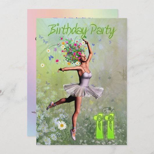 11e verjaardag uitnodiging (Voorkant / Achterkant)