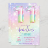 11e Verjaardag Uitnodiging Meisje 11e Verjaardag P (Voorkant / Achterkant)