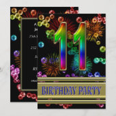 11e verjaardag Uitnodiging met bellen (Voorkant / Achterkant)