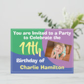 11e verjaardag uitnodiging met foto (Staand voorkant)