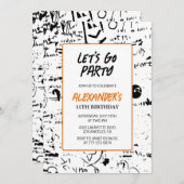 11e verjaardag uitnodigingen Boy Graffiti Paint Pa (Voorkant / Achterkant)