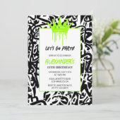 11e verjaardag uitnodigingen Boy Party Graffiti Cr (Staand voorkant)