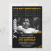 11e verjaardag uitnodigingen jongen Photo Spray ve (Voorkant)