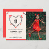 11e verjaardag uitnodigingen voor haar Bloemenhart (Voorkant / Achterkant)