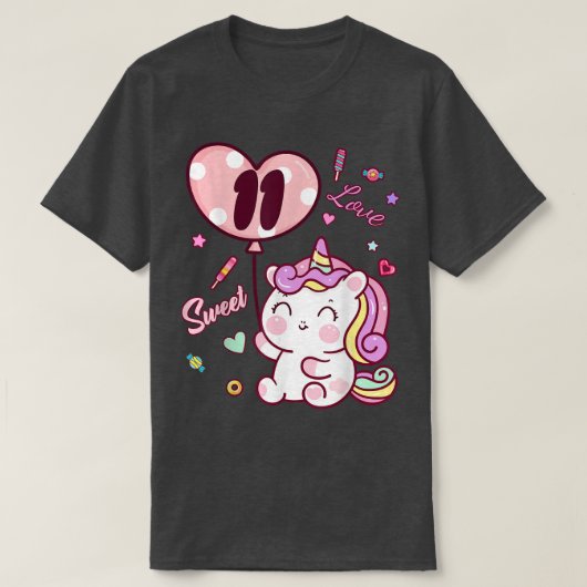 11e verjaardag Unicorn Outfit T-shirt (Design voorkant)