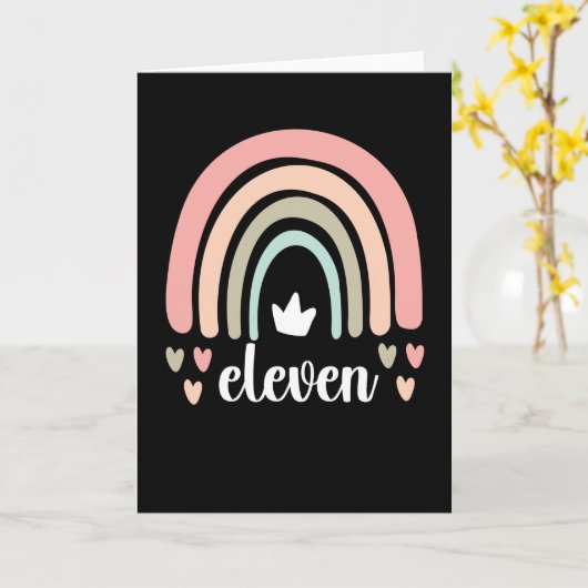 11e verjaardag van de Boho-regenboogpartij Kinder  Kaart (Gele Bloem)