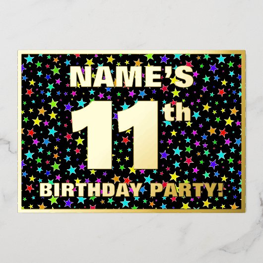 11e verjaardag van de gevechtsdag - Fun, kleurrijk Folie Uitnodiging (Voorkant)