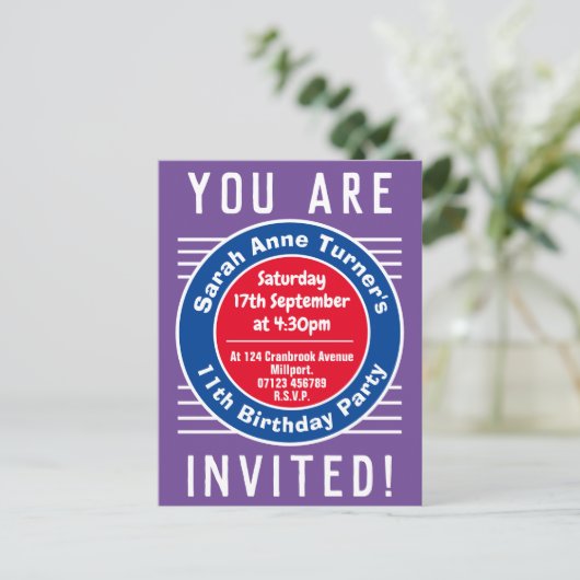 11e verjaardag van het kind uitnodiging briefkaart (Staand voorkant)