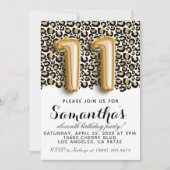 11e verjaardag van Leopard Animal Print Invitation Kaart (Voorkant)