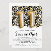 11e verjaardag van Leopard Animal Print Invitation Kaart (Voorkant / Achterkant)