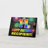 11e verjaardag: Vet, Plezier, Vuurwerk, Regenboog Kaart (Voorkant)