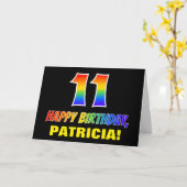 11e verjaardag: Vet, Vun, eenvoudig, regenboog 11 Kaart (Gele Bloem)