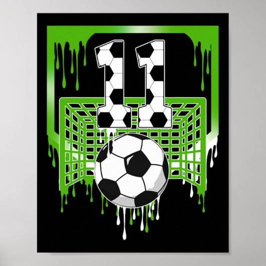 11e verjaardag Voetbal Ijs Drip 11 Jaar Oude Pa Poster (Voorkant)