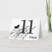 11e verjaardag voor een nichtje, zwarte vlinder, t kaart (Voorkant)