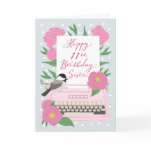 11e verjaardag voor zus | Typemachine en bloemen